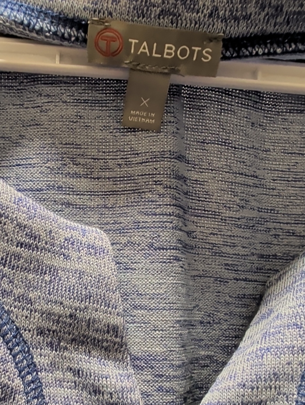 Talbots Heathered Light Blue Top With 3/4 Sleeves